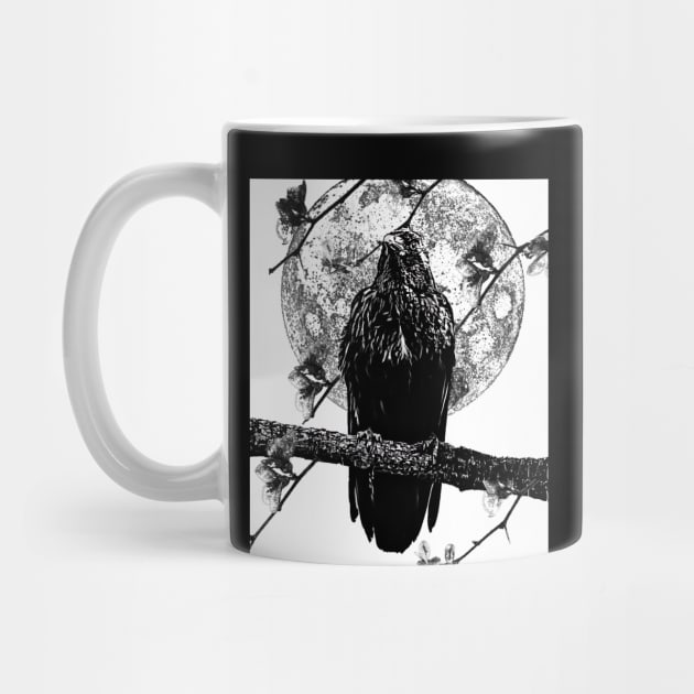 Nevermore Raven and the Moon by galaxieartshop